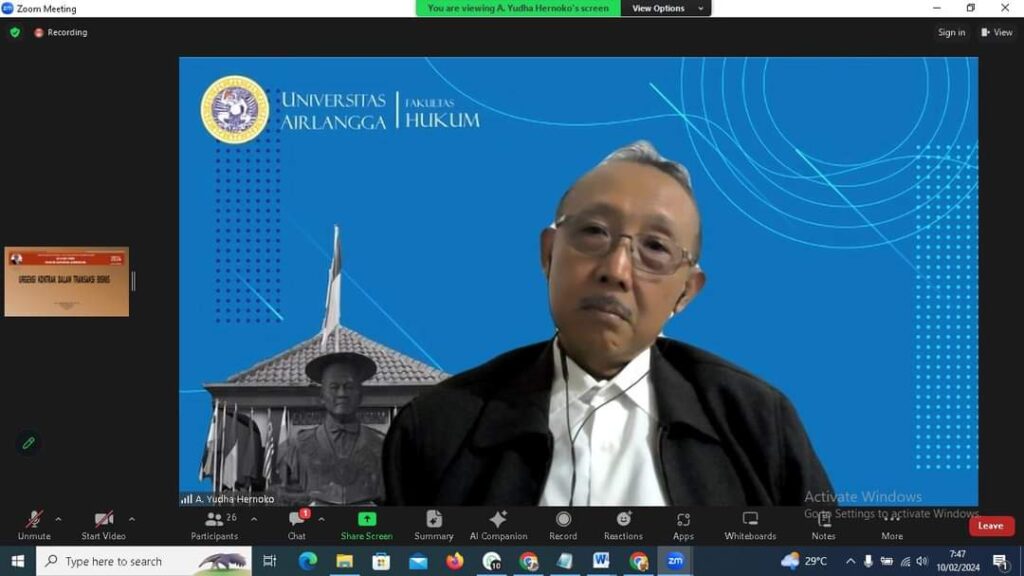 Fakultas Hukum Gelar Kuliah Tamu Kontrak Bisnis Komersil secara Daring